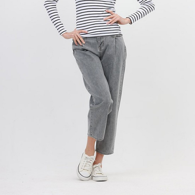 [jambangee] 여성) 난스판 라이트그레이칼라 스퀘어핀턱 포켓 탈색 솔트워싱 _AN1DRS267-LG