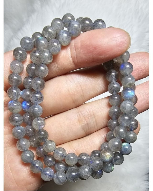 靈石有約 灰月光多圈手鍊 6mm 天然水晶