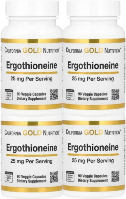 2+2 캘리포니아 골드 뉴트리션 에르고티오네인 25mg 베지 캡슐 90정, 4개 - 쿠팡