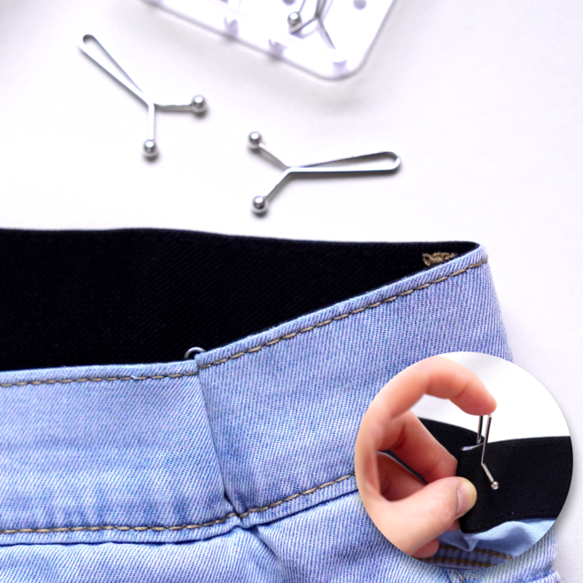 데이벤처 바지 허리핏 조절 히든 클립, 10개, 실버