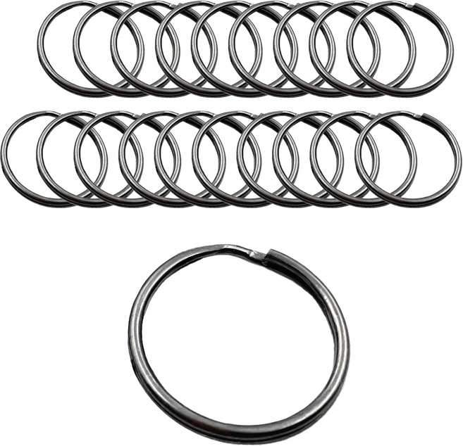 원형 열쇠고리링, 20개, 15mm 건블랙