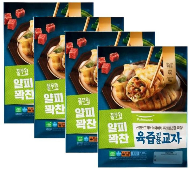 풀무원 얄피꽉찬 육즙진한 교자 얇은피만두, 1.32kg, 4개