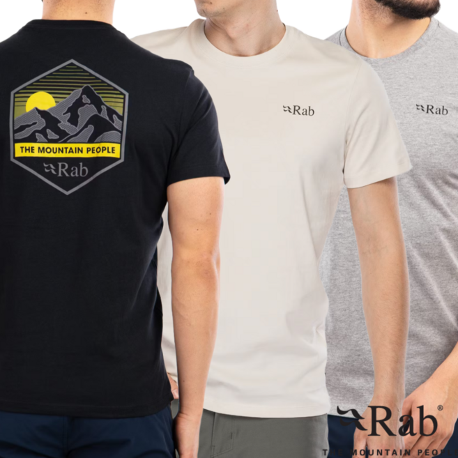 랩 Rab 스탠스 마운틴 피크 남자 유기농면 스포츠 등산 반팔 티셔츠 아웃도어