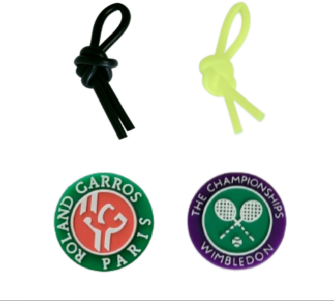 와이엠지 라켓 댐프너 뎀프너 끈 고무줄 엘보링 충격흡수 라켓 악세사리 4p, 4개, 윔블던/롤랑가로스/검정/형광