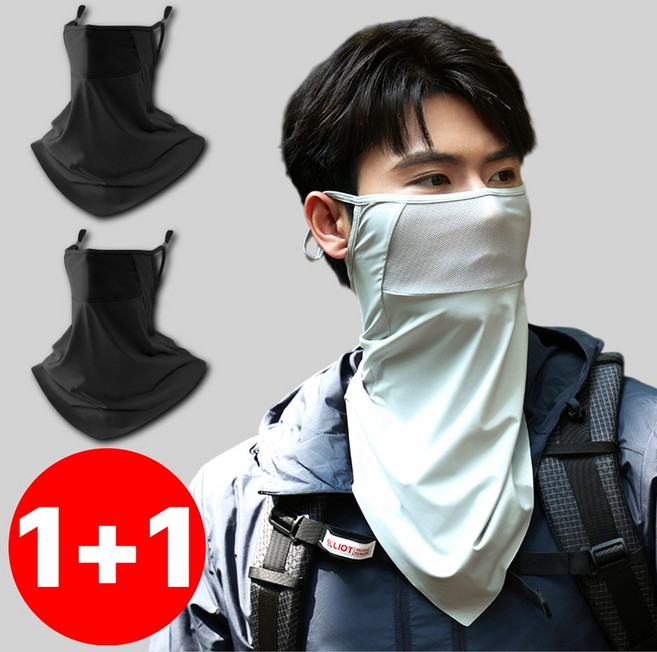 아비로 자외선차단 마스크 골프 여름용, 블랙+블랙, 1개