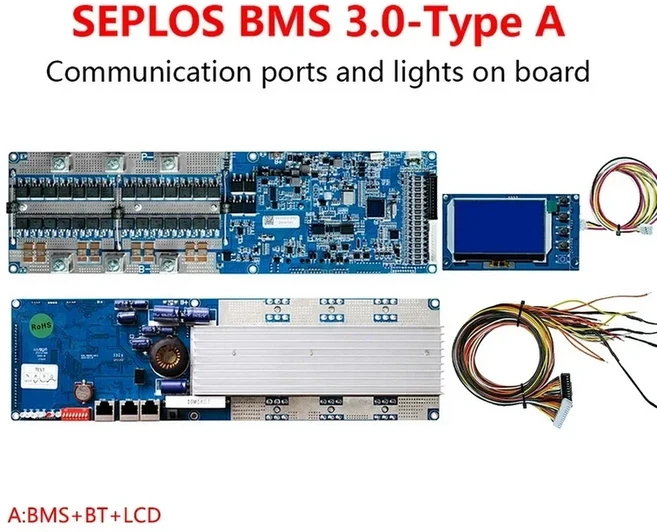 Seplos bms 3.0 스마트 100A/150A/200A 24V/48V 13S 14S 8S 15S 16S LFP 블루투스 LCD 화면 BMS 리튬 이, 26)A BMS BT LCD, 48V 16S LiFePo4 150A
