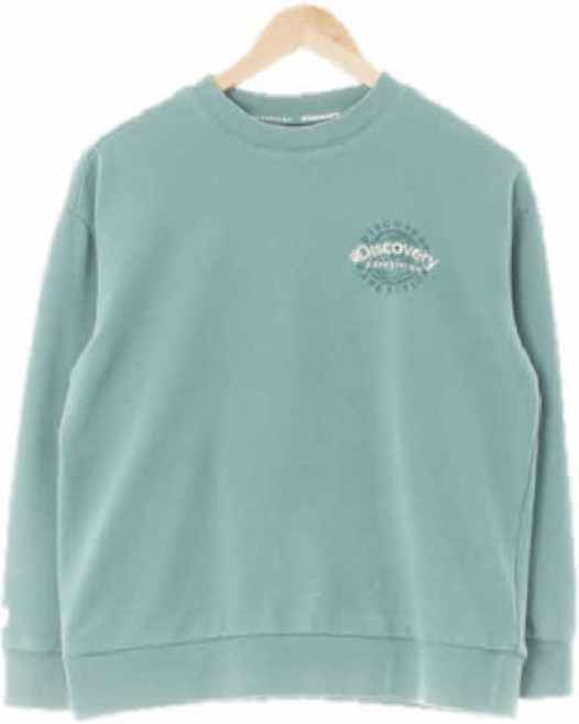 9460 DlSCOVERY 틸그린 지구본프린팅 면혼방 라운딩로고맨투맨 [160]