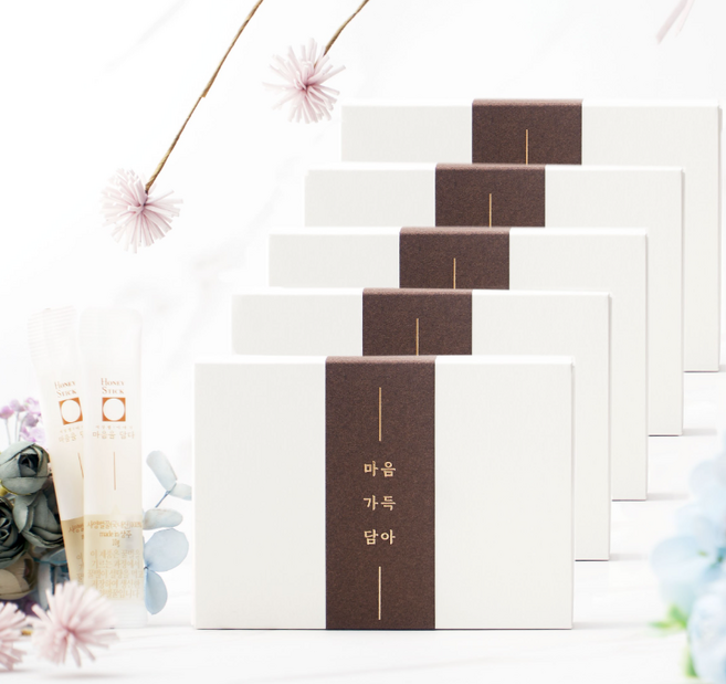여섯별이야기 꿀스틱 답례품 감사스티커와 pp쇼핑백, 5세트, 1개