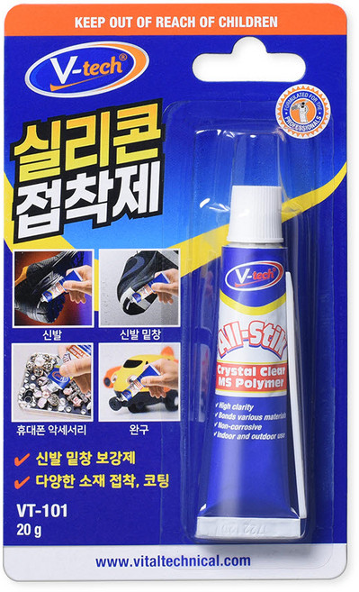 브이텍 VT-101 실리콘접착제 신발 밑창 미끄럼방지 보강 수선 장난감 액세서리 본드 실리콘 접착제, 1개