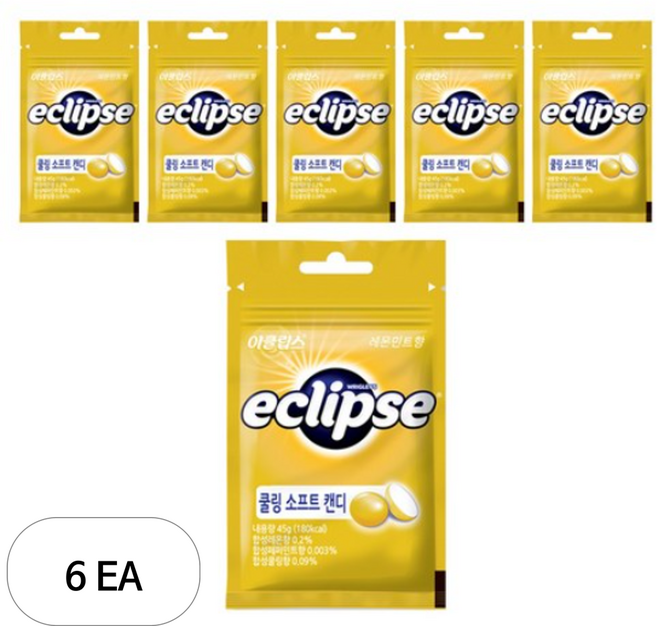 이클립스 쿨링 소프트 캔디 레몬민트향, 45g, 6개
