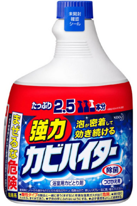 樂選購物 日本花王超好用! 強力除霉泡沫噴霧清潔劑400ml 浴室清潔/廁所清潔/浴廁用品/去黴/日本進口, 1個, 補充瓶 1000ml