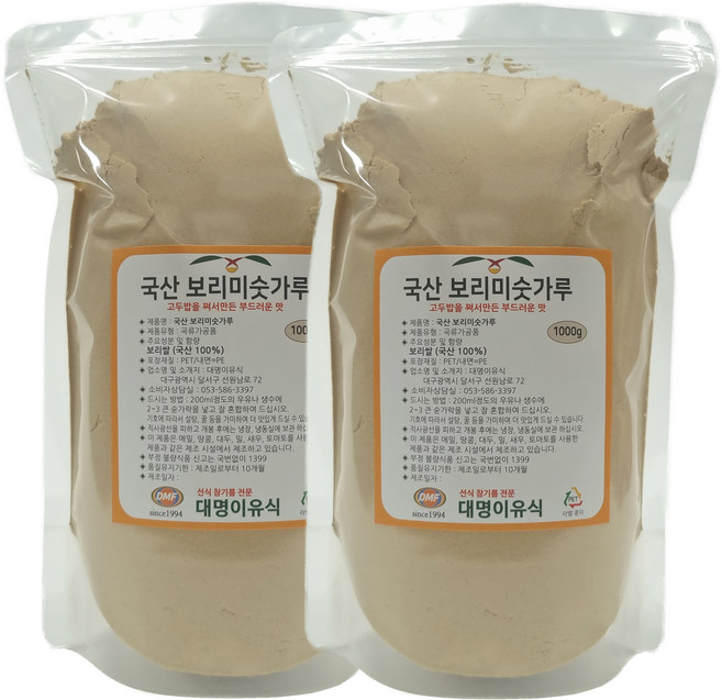 대명이유식 고두밥 쪄서볶은 보리미숫가루 국산100% 늘보리쌀 볶은보리가루 옛날 보리선식, 2개, 1kg