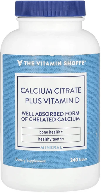 The Vitamin Shoppe 구연산 칼슘 및 비타민D 240정, TheVitaminShoppe구연산칼슘및비타민D240정, 1개 - 쿠팡