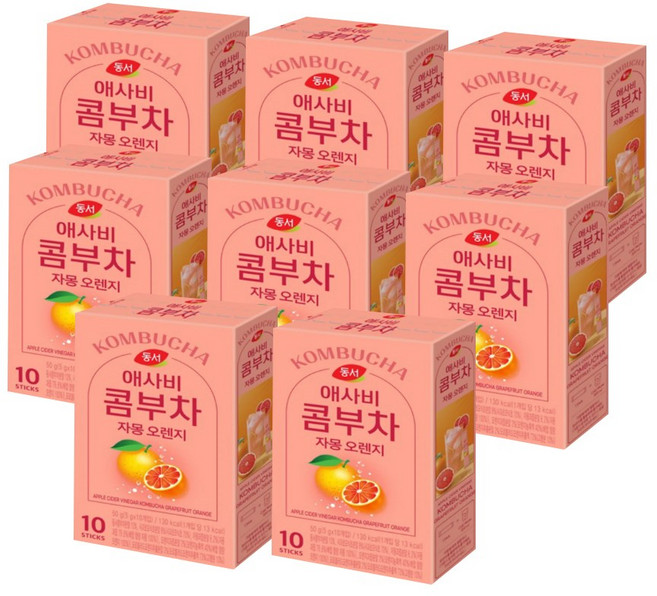 동서 애사비 콤부차 자몽 오렌지, 5g, 8개, 10개입