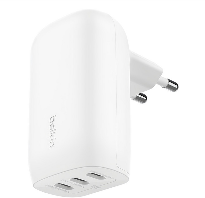 벨킨 67W 트리오 USB-C PPS 고속 충전기, 화이트, 1개