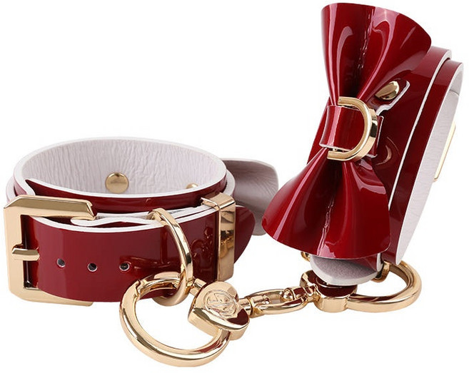 리본 수갑 할로윈 파티 코스프레 러브, 1개, 레드