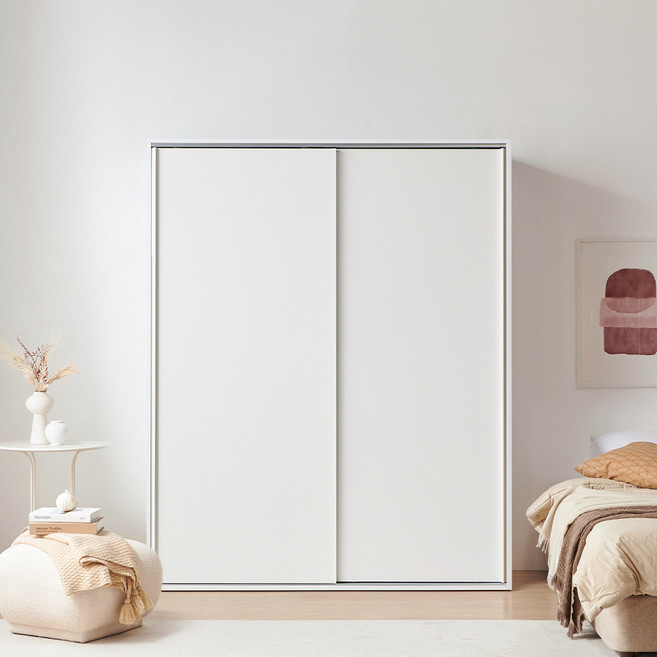 보루네오 루시 슬라이딩 옷장 120~240cm 장롱 10cm단위 E0등급, 행거형A (1단+2단), 화이트