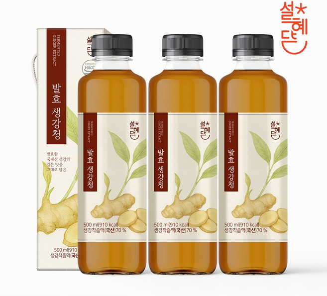설혜담 발효생강청, 3개, 500ml
