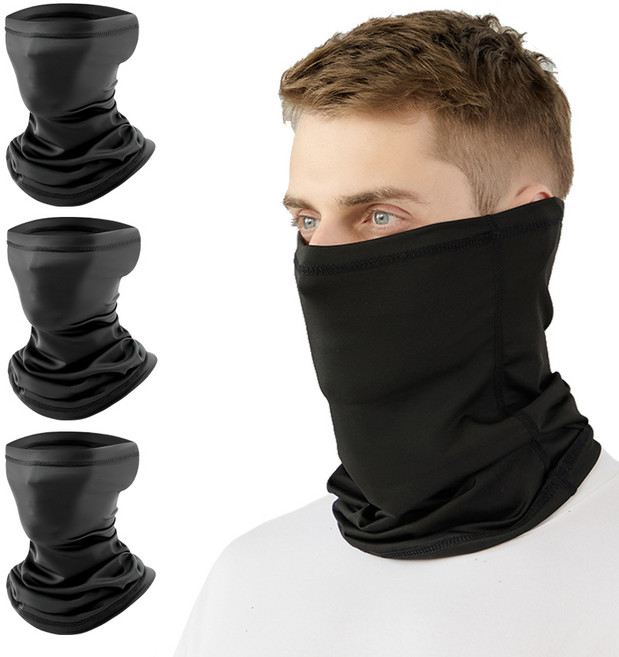 KMCOM 냉감 쿨 멀티스카프 넥워머, KMM1.페이스커버 일반형, 3개, 블랙