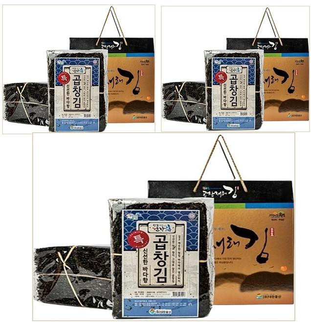 대한물산 선물세트 대용량곱창김 200매 완도산, 3세트