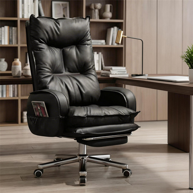 등받이 의자 소파 체어 사장님 의자 프리미엄 오피스 체어, 블랙