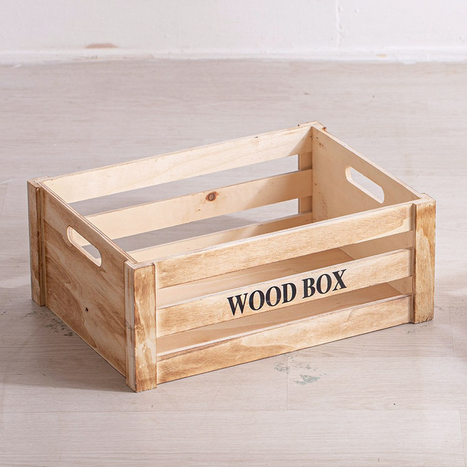 [데코봉봉] 내추럴 우드 박스 5호 1P 우드박스 특대형 정리함 상자 다용도 빈티지 캠핑 박스 수납함