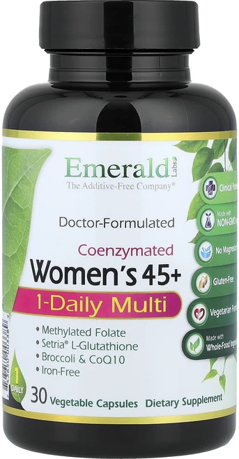 Emerald Laboratories 코엔자이메이티드 우먼스 45플러스 원 데일리 멀티 베지캡슐 30정, 30 Count, 3개 - 쿠팡