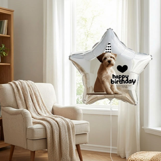 별모양 사진인쇄 은박풍선 기념일 행사 이벤트 레터링 맞춤제작 루아르풍선, 별 메탈릭 블루, 상담 없이 바로 제작, 10~49개 개당 가격