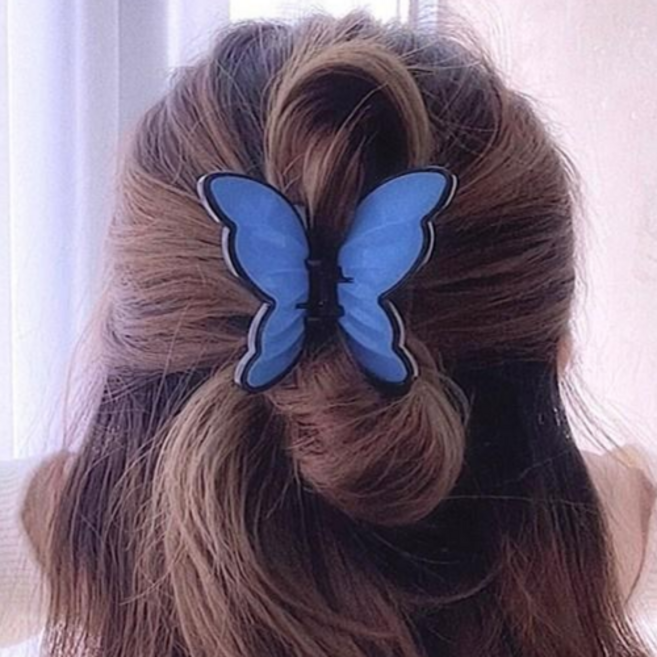 로라하 성인 여성 러블리 나비모양 올림머리 반머리 반묶음 헤어 집게핀 중형 머리핀 마리포사