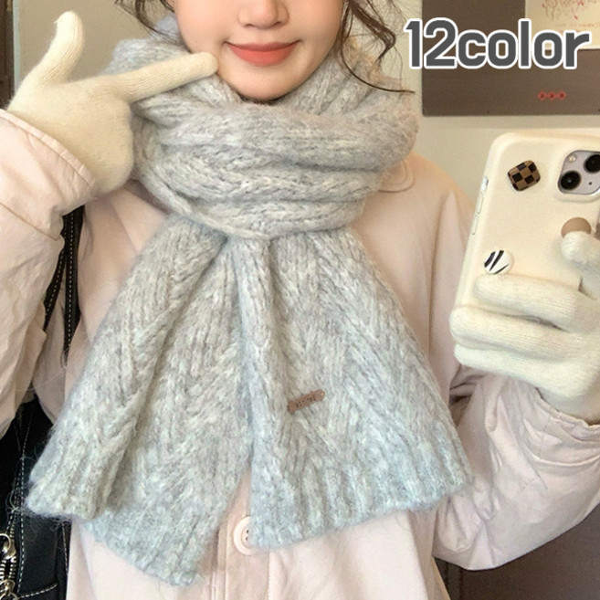 [기획상품] [12color] 워밍허그 알파카 울 머플러 - 목도리 숏머플러 니트 학생 대학생 커플 선물