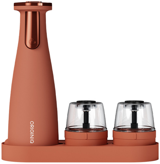 오리지니크 전동 후추 그라인더 기본세트 작은입자 분쇄 (본체1+컨테이너3구+트레이1), 1세트, 오렌지, 316ml