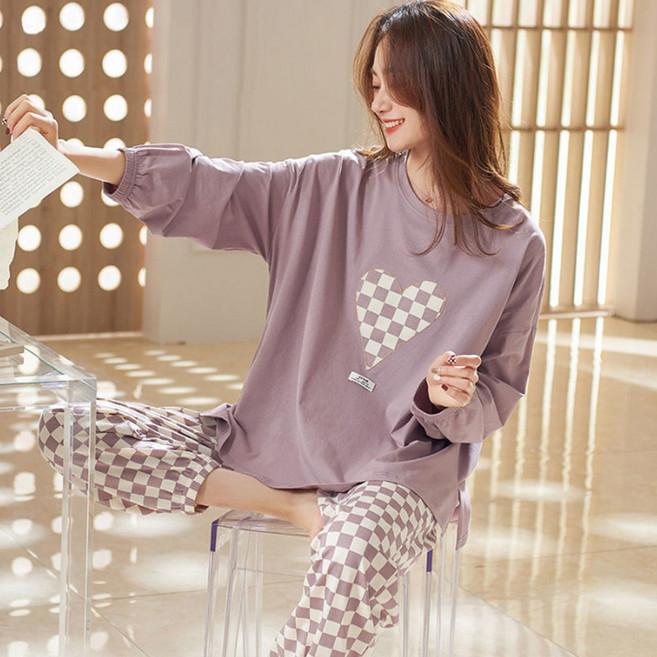 엘쏘 여성용 캐릭터 프린팅 긴팔 잠옷 세트