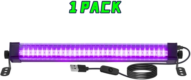 40/60/80 LED 블랙 라이트 튜브 - 스위치 포함 360도 회전 글로우 파티용 UV 램프 바디 아트 할로윈 크리스, 02 60LEDs