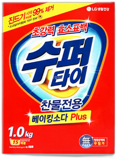 수퍼타이 가루세제 카톤 / 세탁세제 빨래세제 가루비누 빨래 세탁 분말세제 찬물전용 대용량 슈, 3개, 3개입, 1kg