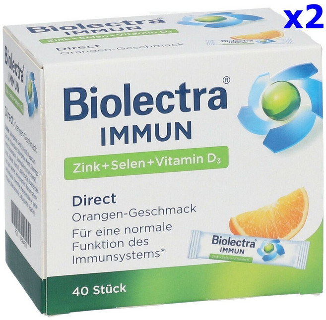 [독일]헤어메스 바이오렉트라 이뮨 아연 셀레늄 비타민D3 오렌지맛 40포, 48g, 2개