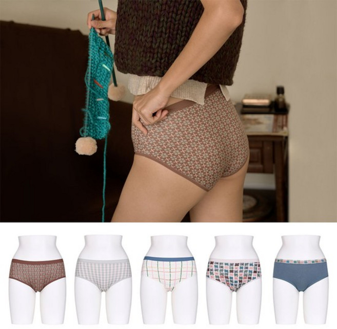 [라페어]집주인 취향 블루 인견 나염팬티 5종 LLMEA313-MT