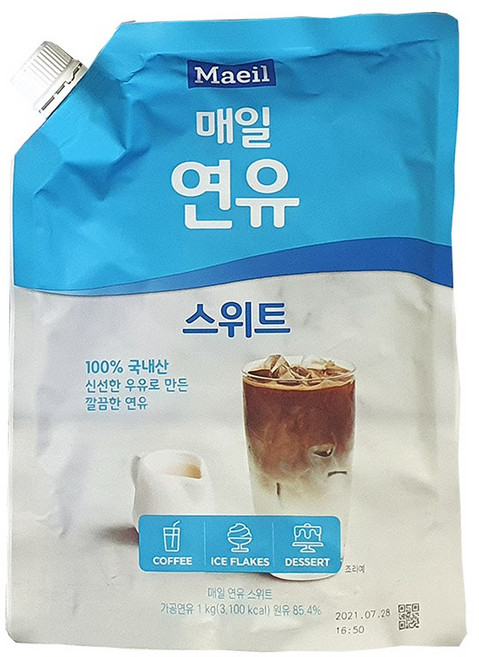 매일유업 매일 연유 스위트 파우치 1kg, 4개