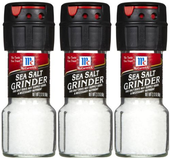 맥코믹 바다 소금 그라인더 2.12온스(60g) 3팩 McCormick Sea Salt Grinder 2.12 oz 3 pk, 맥코믹 McCormick 바다 소금 그라인더, 60g(, 1개, 60g
