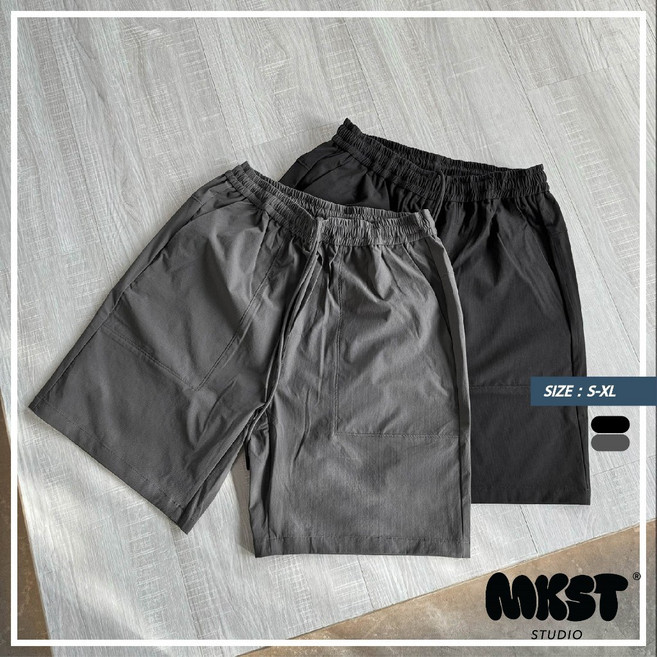 MKST.STUDIO 機能紋理運動短褲 夏季寬鬆男款拉鍊口袋