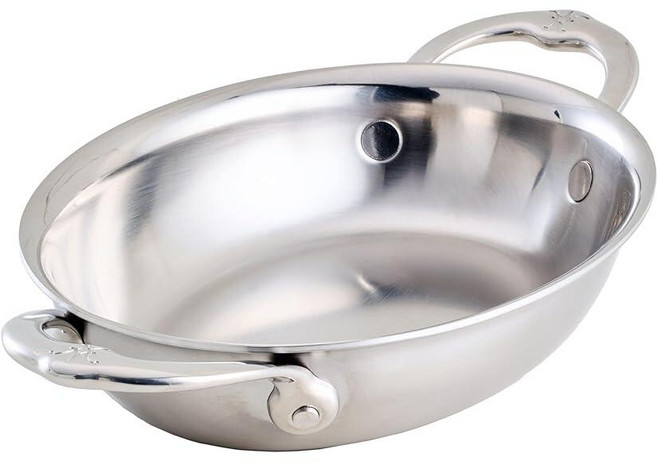Hestan Provisions 타원형 오 그라탱 베이킹 접시 20.3 x 15.2cm(8 x 6인치) 클래드 스테인리스 스틸 - 소형 로스팅 팬 오븐 사용 가능 600F, Hestan Provisions 타원형 오 그라탱 베이