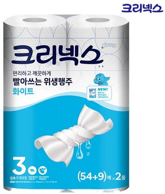 크리넥스 빨아쓰는 행주타월 54매+9매 x2롤, 1개