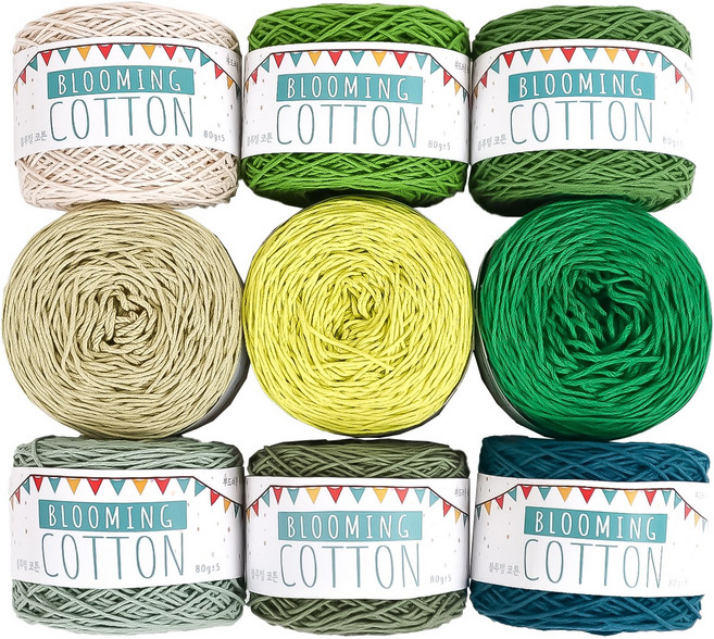 털실나라 블루밍코튼 18합 80g 9색 세트 코마면, 내추럴하모니, 1개
