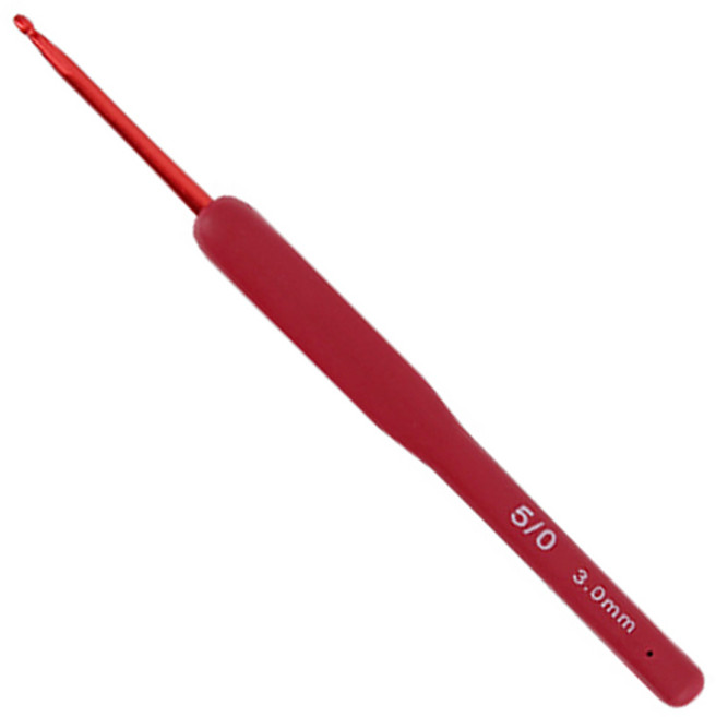 오키도키 고급형 레드 실리콘 코바늘, 레드 실리콘 코바늘 5/0호(3.0mm), 1개