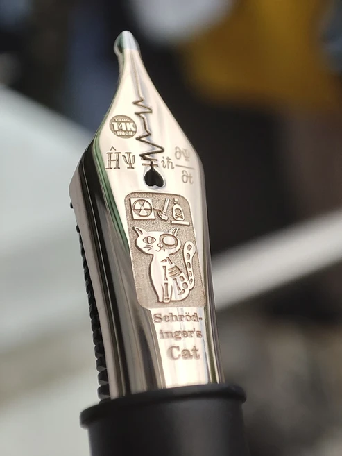 Tangmoon 귀여운 No.6 펜 펜촉 장치 물리학 시리즈/슈뢰딩거의 고양이 적응 BOCK 펜 홀더 만년필 액세서리, 03 B(0.9mm), 03 14K Schr dinger Cat