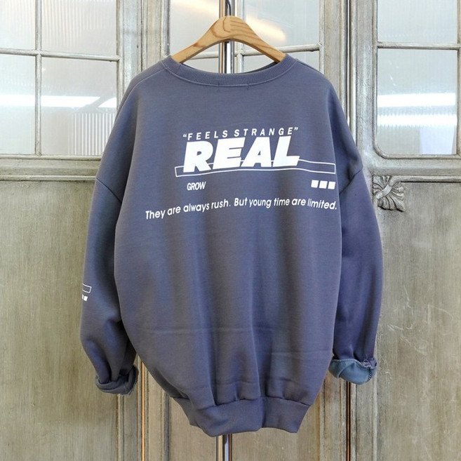 이힝 러쉬 프린팅 루즈핏 기모 맨투맨