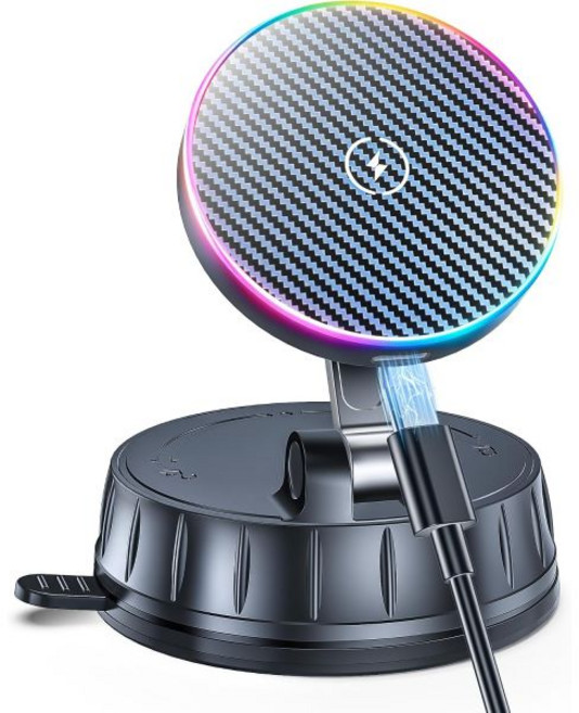 15W MagSafe Car Charger Mount Magnetic 무선형(충전식) Phone Holder with Dual Input Port Vacuum Suction