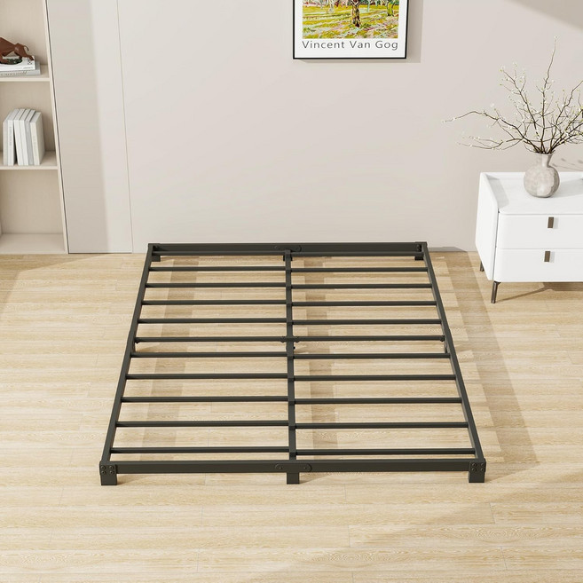 철제 침대틀 금속 침대틀 낮은 침대틀, 블랙
