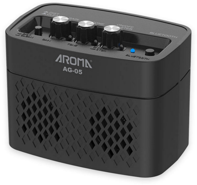 아로마 휴대용 미니 기타앰프 AG-05 무선 블루투스 디스토션, 블랙, 블랙