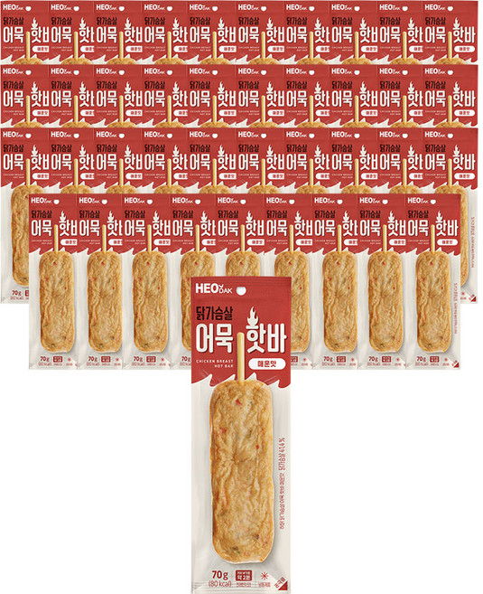 허닭 닭가슴살 어묵 핫바 매운맛, 40개, 70g