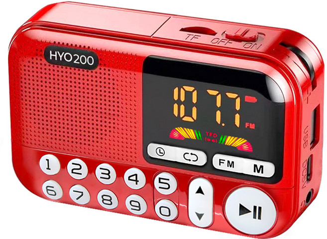코비 HYO200 소형라디오 휴대용 트로트 미니 효도 어르신 등산용